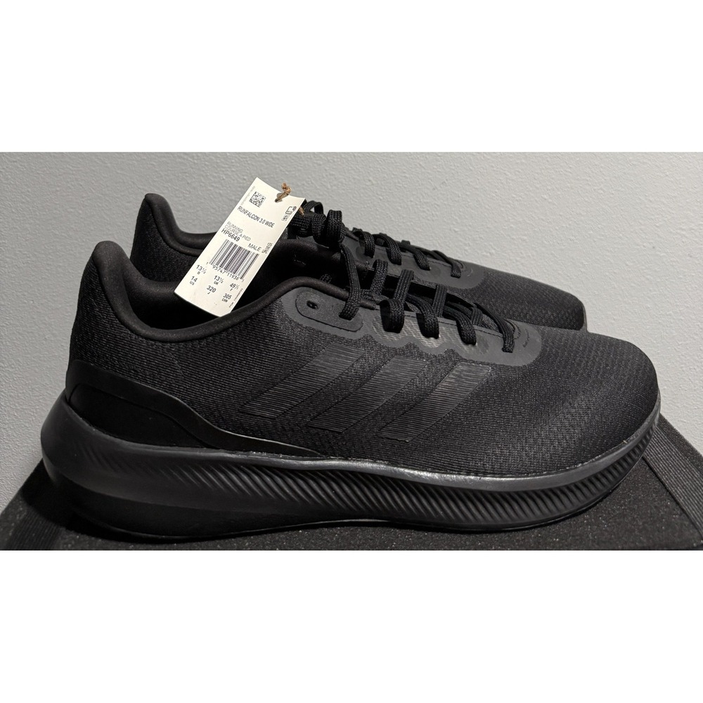 NEW adidas Run Falcon 3.0 Wide Mens size 14 Triple Black Running HP6649